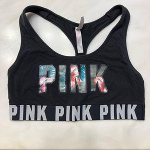 Victoria's Secret Pink Tropical Bralette Palm Leaf Lounge Cotton Logo Size M